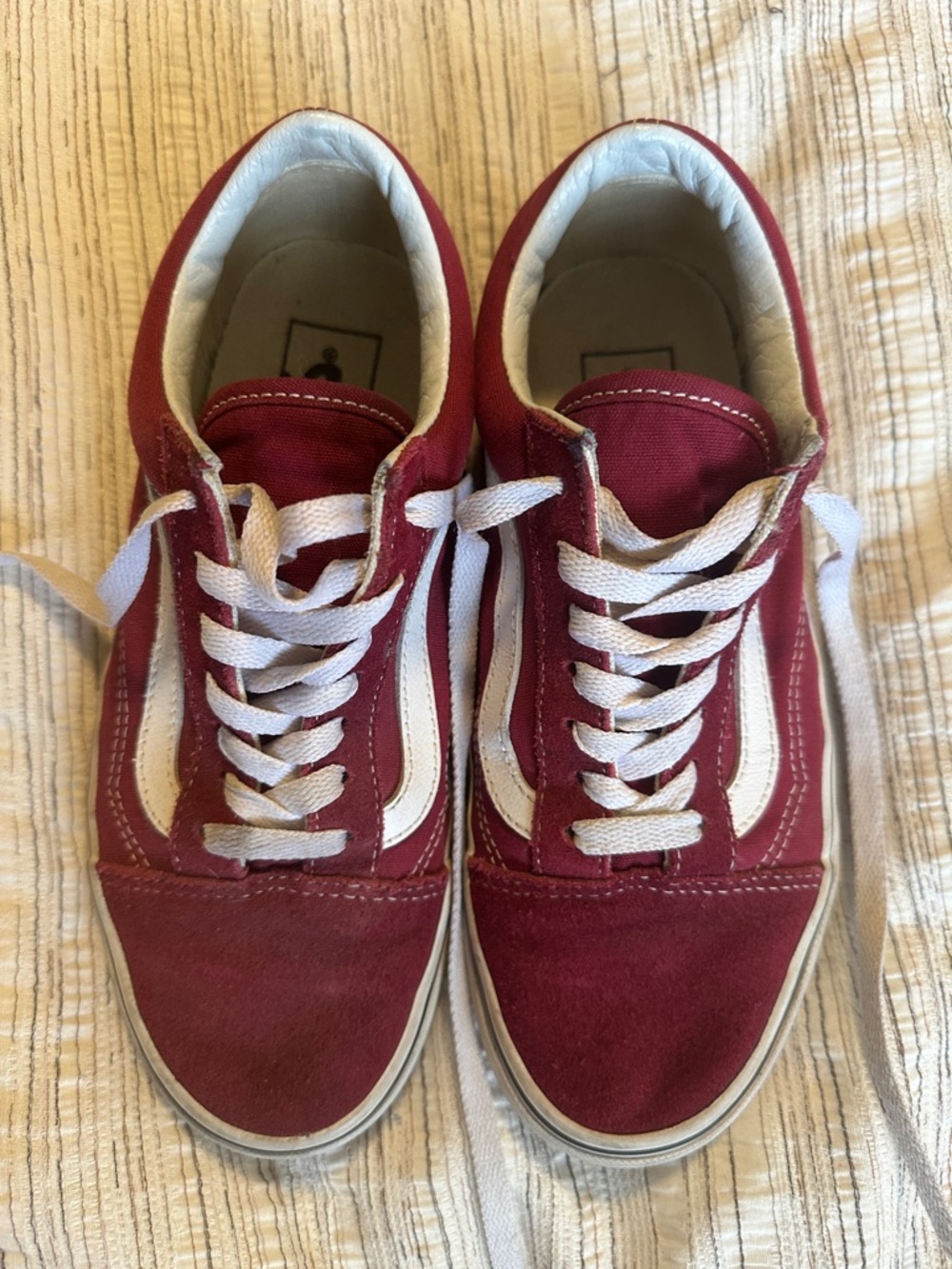 Vans Red Canvas Low-Top Sneakers with White Stripe
